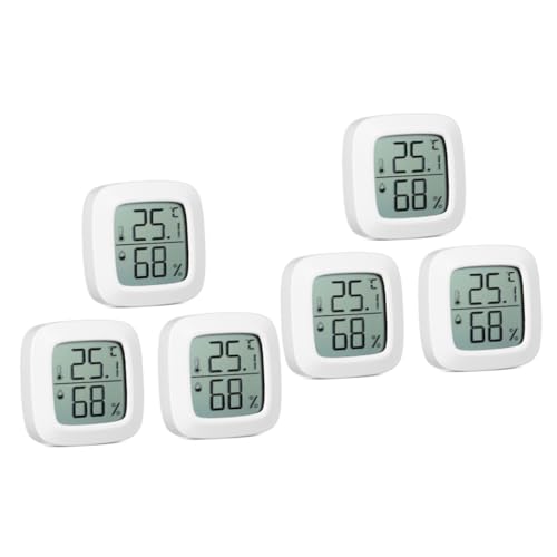 ABOOFAN 6 pcs Hygrometer Indoor Thermometer Decorative Outdoors Wall Thermometer Indoor Home Thermometer Indoor Small Thermometer White Double Sided Tape abs Big Numbers