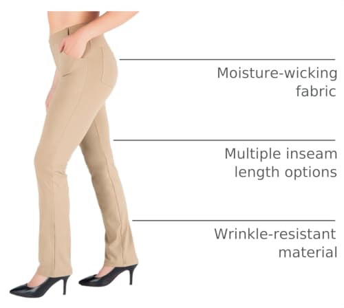 Image of Yogipace,Belt Loops,Women's Petite /Regular /Tall Straight Leg Yoga Dress Pants