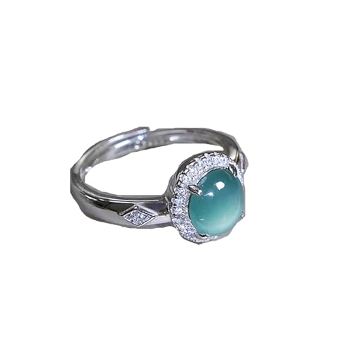 Bague de mariage argent 925 jade de glace naturelle émeraude ronde