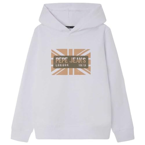 Pepe Jeans Para Menino. PB581604 Sweatshirt Barney Branca (14AñOs= 164Cm), Branco, Casual, AlgodãO, Manga Comprida, SustentáVel, Moda Infant