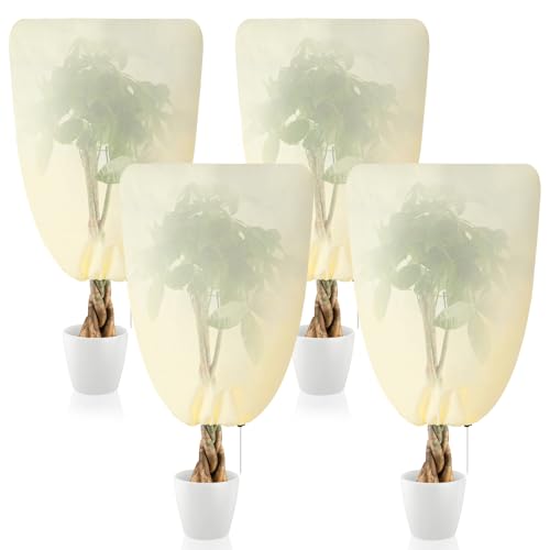 Kulamo 4 Piezas Fundas Protectoras Invierno, Protección Invernal para Plantas, Protección Invernal Plantas, árboles, Palmeras, Plantas Balcón, Olivos, Protección Proteger contra Frío Nieve (80x100cm)