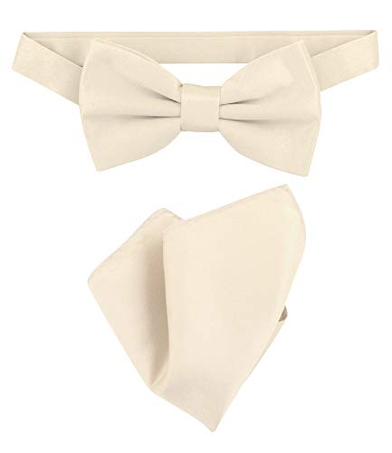 Vesuvio Napoli BowTie Solid Light Brown Color Mens Bow Tie & Handkerchief