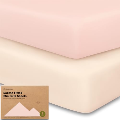 Image of 2-Pack Mini Crib Sheets Fitted, 38x26 Pack N Play Mattress Sheets (Cameo) | Organic Cotton Sheets for Pack and Play Mattress, Soft, Breathable Playard Bedding Sheet, Mini Toddler Bed Cover, Boys, Girls