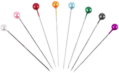 Hitefu 1200 spilli da cucito, multicolore perlato, con testa sferica, spilli dritti per trapuntatura per tessuti, gioielli, artigianato, decorazioni, progetti di cucito