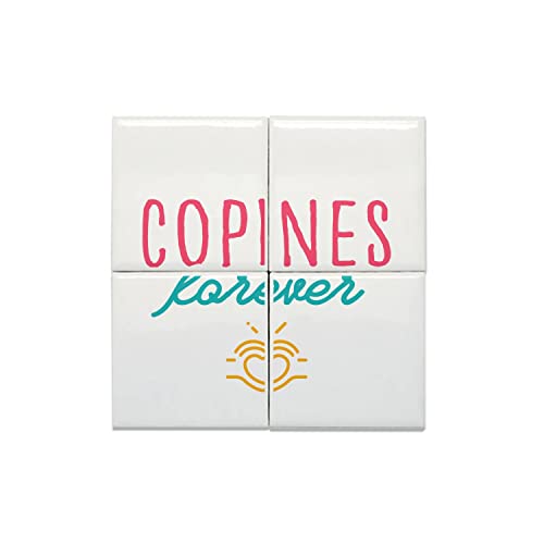Carreaux Céramique Copines Forever 15x15 cm | Lot de 4 Cadre Décoratif