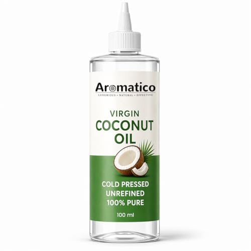 Image of AROMATICO 100% Pure Virgin Coconut Oil Cold Pressed for Healthy Hair & Skin, Natural solution for Moisturised Skin, Hair Care & Body - 100ml
