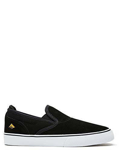 Emerica Boy's Wino G6 Slip-ON Youth Skate Shoe, Black/White/Gold, 1C Medium US Big Kid