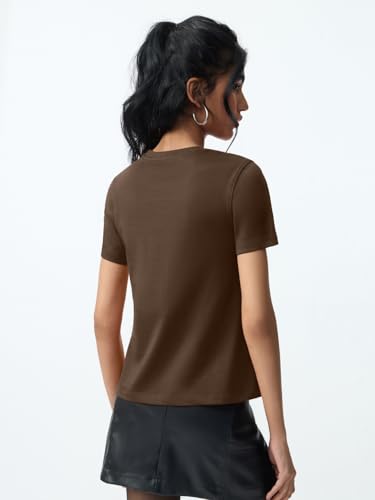 Image of The Souled Store Casual Classics: Women and Girls Short Sleeves Spread Collar Solid Cotton Regular Fit Breathable Lightweight Trendy Everyday T-Shirt