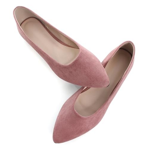 Image of Dear Time Women's Pointed Toe Ballet Flats Simple Casual Office Work Flats Slip-on Comfortable Shoes