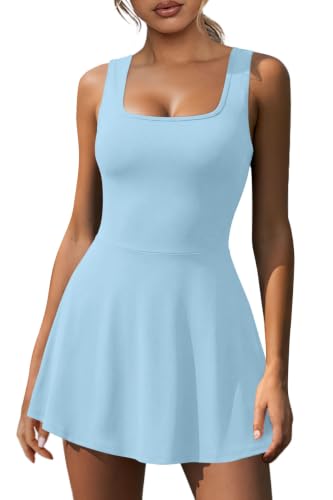 Image of NIASHOT Women's Athletic Dress with Built-in Shorts & Pockets Workout Tennis Golf Active Wear U Neck A-line Dresses