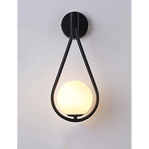 Wall Lights Indoor, 5W LED Glass Ball Wall Lamps, Creative Rotatable Up and Down Wall Lights (Black) Cover