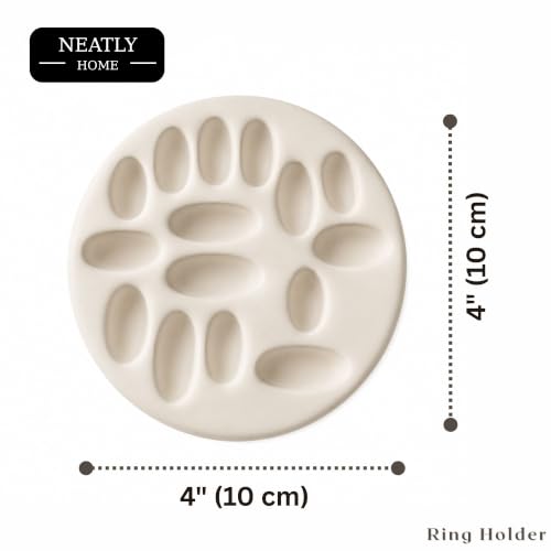 Image of Aesthetic Handmade Ring Holder Trinket Tray Handmade | Jewelry Organizer | Vanity Tray for Women | Minimalist Home Decor, Candle Holder & Multipurpose - 10 x 10 cm