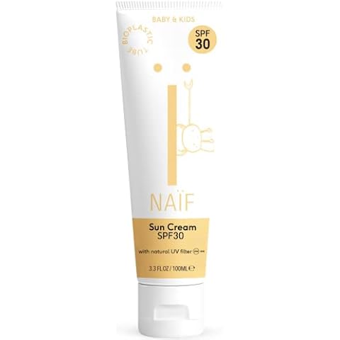 Naïf, Sonnencreme für Baby & Kind LSF30, Natürliche Inhaltsstoffe, Leicht anzuwenden, Wasserbeständig, Ohne Mineralöle, 100 % vegan und korallenfreundlich Sonnenschutz, 100ml Cover