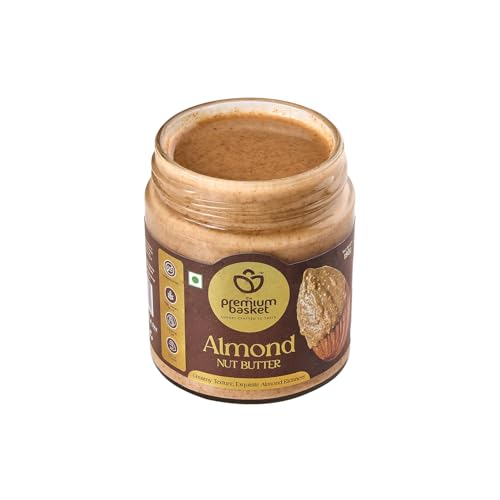 Image of The Premium Basket Almond Nut Butter Unsweetened 180g | All Natural Almond Butter | Healthy Almond Butter for Bread Spreads | Rich in Protein & Dietary Fibre | Trans Fat Free | Vegan