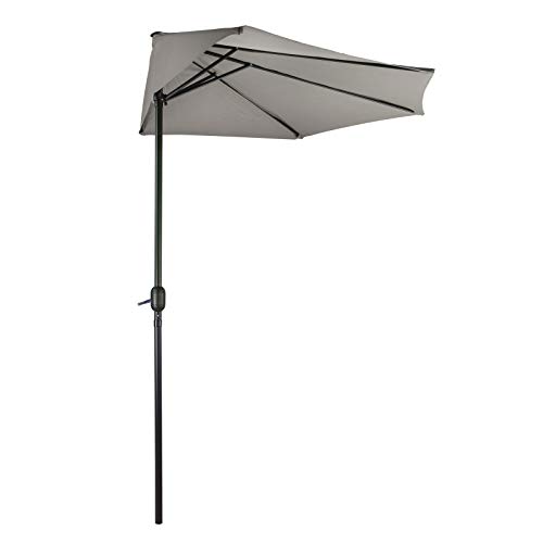 Sonnenschirm Gartenschirm Sonnenschutz halbrund grau Ø/Breite 300x156 cm