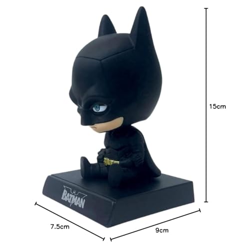 Image of Super Hero Action Figure Limited Edition Bobblehead with Mobile Holder for Car Dashboard, Office Desk & Study Table (New Batmen)