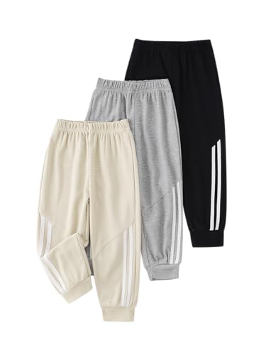 Boys Pants 3 Piece Elastic Waist Sweatpants Kids Joggers Athletic Pants Activewear Clothes for 3-12Years