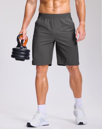 Image of GGJ Men's Lightweight Athletic Shorts with 2 Zipper Pockets 7 inch /9 inch /5 inch Gym Workout Running Quick Dry Tennis Shorts for Men