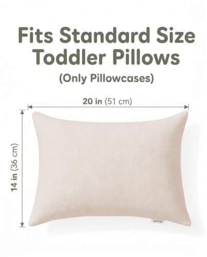 Image of Toddler Pillowcases for 14 inchx20 inch Pillow 2 Pack, Muslin Small Toddler Baby Kids Travel Pillow Covers for Boys Girls with Envelope Closure (Beige, 14 x 20 Inch)