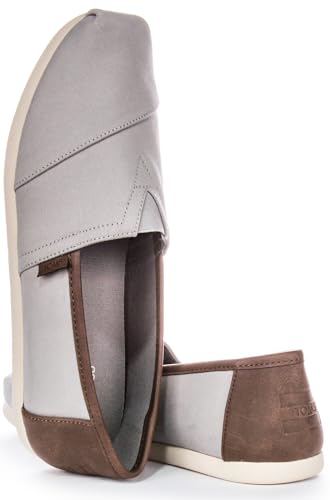 Image of TOMS Men's Alpargata Classic Slip-on Espadrille, Textile /Synthetic Upper, Drizzle Grey Brushed Twill /Tan Synthetic Trim, 8.5