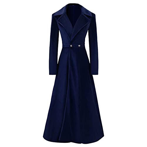 Manteau velours médiéval bleu pour femme veste longue rétro S