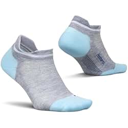 Feetures Elite Max Cushion No Show Tab Ankle Socks - Sport Sock with Targeted Compression - Gray Sky, M (1 Pair)