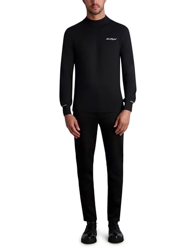 KARL LAGERFELD Men's Signature Logo Crew Neck Wool Blend Sweater