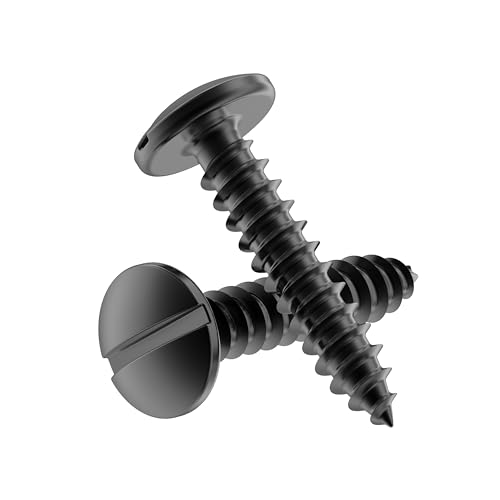 #5 x 5/8" Tornillos de madera cabeza redonda negra ranurada - Paquete de 25 - Tornillos autorroscantes para madera - RS558-SBL miniatura 1