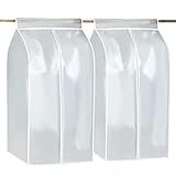 Neysuk Hanging Garment Clothes Cover, Translucent Hanging Garment Rack Cover with Zipper Garment Bags for Suit Coats Closet Storage 35 inch (2 Pack)