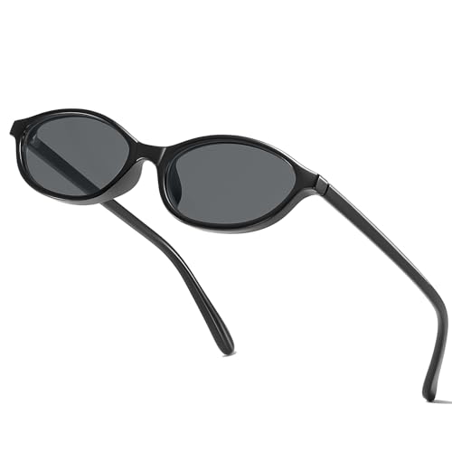 Retro Oval Cat Eye Sunglasses for Women 90s Y2K Lightweight Plastic Frame UV400 Protection Narrow Oval