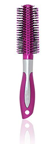 Prime Round Hair Comb Brush With Soft Nylon Bristles For Girls And Boys Home And Salon Use Hair Brush For Hair Styling, Multi Color, Pack Of 1 (PINK)
