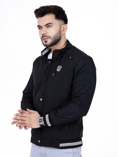 Image of Dollar Full Sleeves Bomber Jacket for Men | TPU Men's Standing Collar Lightweight Winter Jacket, Regular Fit