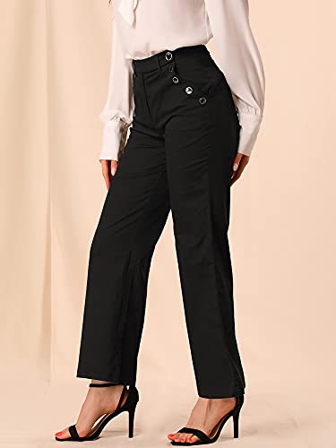 Allegra K Women's Bell Bottom 70s Long Pants High Waist Elegant Work Trousers2