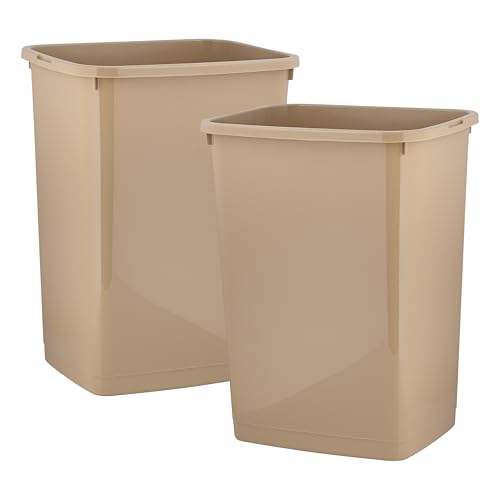 Image of Superio Large Kitchen Trash Can 13 Gallon, 52 Qt Waste Bin for Kitchen, Garage, Indoor and Outdoor Trash Can (2, Beige)