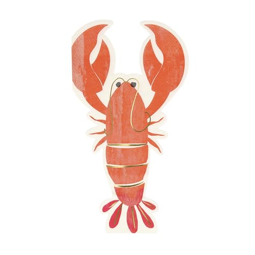 Meri Meri Lobster Napkins (Pack of 16), Thick & Absorbent 3-Ply Paper Napkins, Disposable