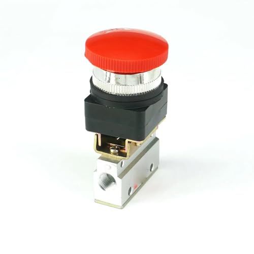 Válvula mecánica MOV-03 G1/8 de 3 vías con botón de seta roja 3