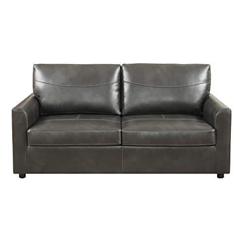 Wallace & Bay Lincoln 71" Full Sleeper Sofa With Pillows And Faux Leather Upholstery, Gray #TOP25