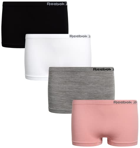 Reebok Girls' Boyshorts Underwear - 4 Pack Soft Seamless Girls Panties Boy Shorts - Breathable Panties (6-16)