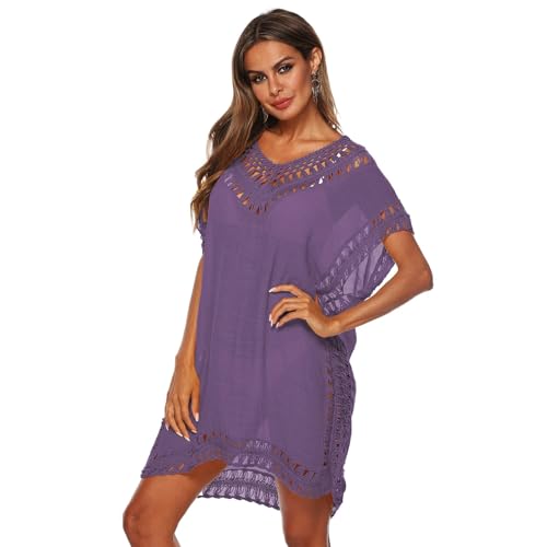 ZIHDKE Vestido De Playa Vestido Playero for Mujer, Suave, for Playa, Talla Grande, for Verano(Purple,XXL)