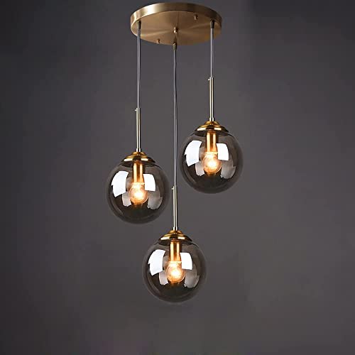 Lámpara de techo industrial vintage de cristal con 3 luces para comedor 1
