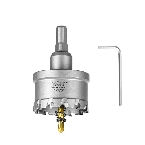 Image of SALI 1-7 /8 inch (48mm) TCT Hole Saw Kit Tungsten Carbide Tipped Hole Saw Drill Bit with Titanium-Plated Pilot Drill bit for Metal, Stainless Steel, Iron, Wood, Plastic