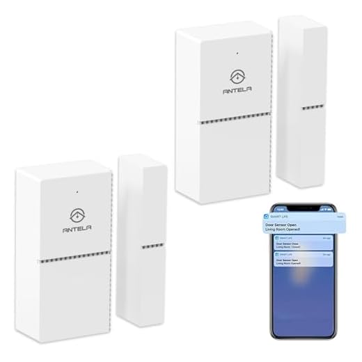 Allarme porte e Finestre ANTELA,Sensore wifi Compatibile con Alexa/Google Home,Nessun Hub Richiesto Monitoraggio Intelligente Dello Stato di porte e Finestre Invio di Allarmi a Telefoni Cellulari,2pcs