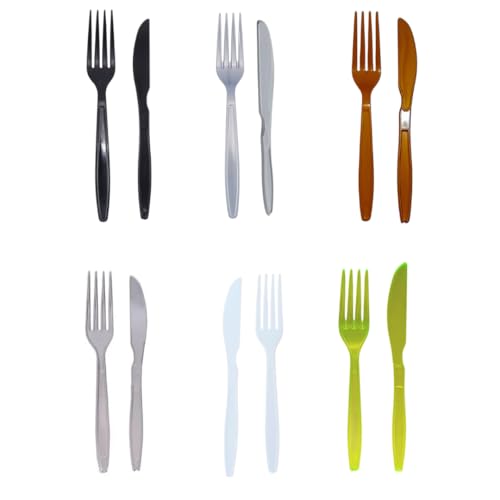 Kit 50 Garfos + 50 Facas Para Refeição Descartáveis (Dourado)