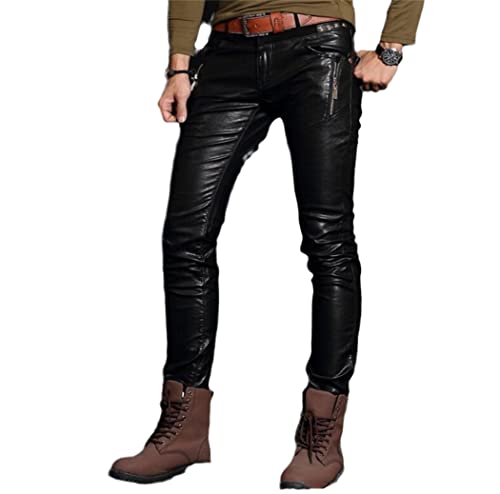 Pantalon de moto en cuir PU homme coupe ajustée avec flexibilité grande taille