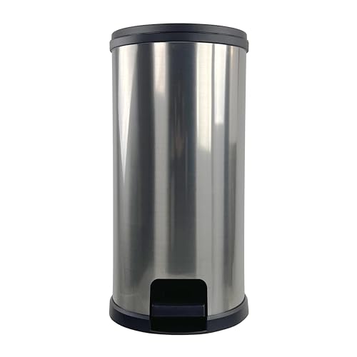 Caneca de basura redonda de plástico 7.9 galones Plata mate