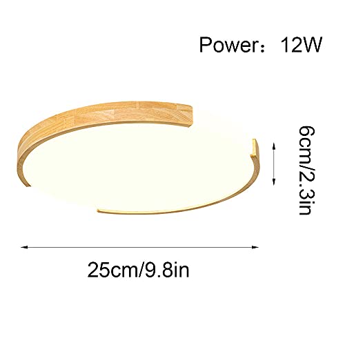 Plafonnier LED moderne rond en bois de 25cm ultra-mince - 6