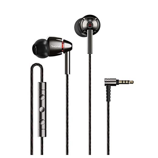 1MORE Quad Driver in-Ear Earphones Hi-Res High Fidelity Headphones Warm Bass, Spacious Reproduction, High Resolution, Mic in-Line Remote Smartphones/PC/Tablet - Silver/Gray