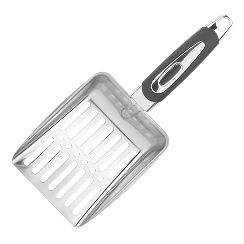 Zymoplas Poignée Ergonomique en métal de Pelle à litière pour Chat pour Une Pelle à litière Confortable en métal avec poussée Profonde, Couleurs primaires