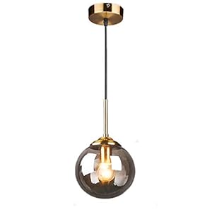 MZStech industriële retro loft glazen bol hanglamp, cluster kroonluchter hangende lamp armatuur messing fittingen(Grijs)