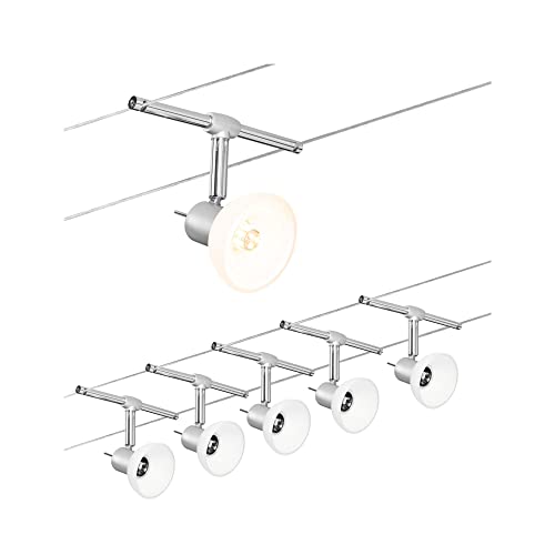 Paulmann 94136 Système de Câbles Sheela Set Extensible 5x10W max, Chrome Mat/Opal Système sans Ampoules